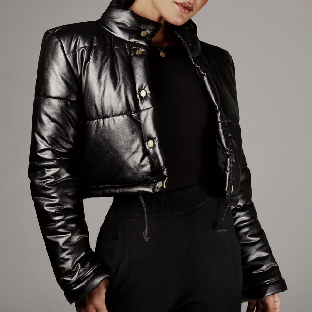 Faux leather puffer